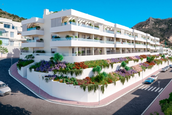 Cartuja I. vai construir o edifício de habitação Célere Blossom Hills, em Benalmádena, Málaga